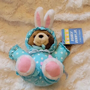 Vintage blue polka dot Papel Bearly Bunny Jr in costume kids